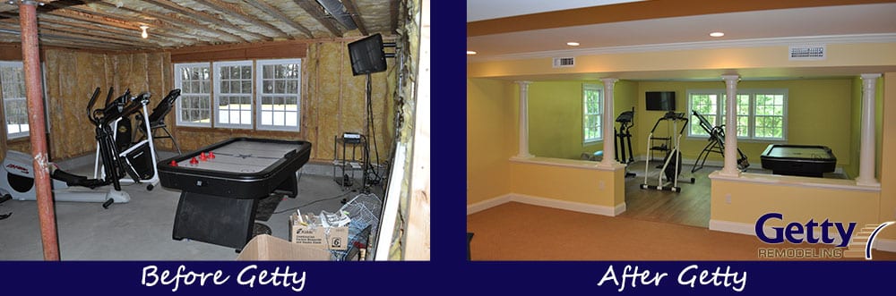 Basement Finishing Before and After Photo